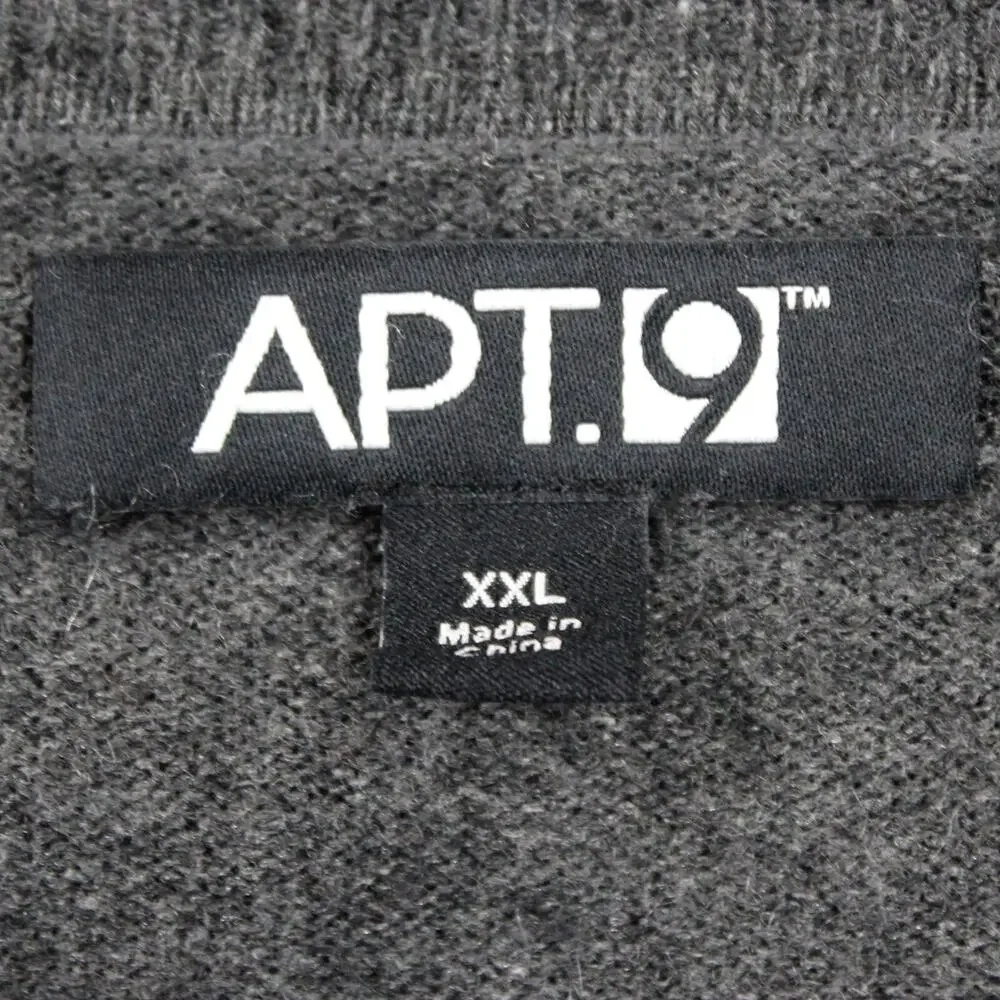 Apt.9 Men's 2-ply 100% Cashmere Gray V-Neck Sweater XXL